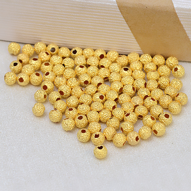 手工s925银饰diy配件磨砂闪砂珠小金珠银珠3毫米隔珠装饰珠新1824