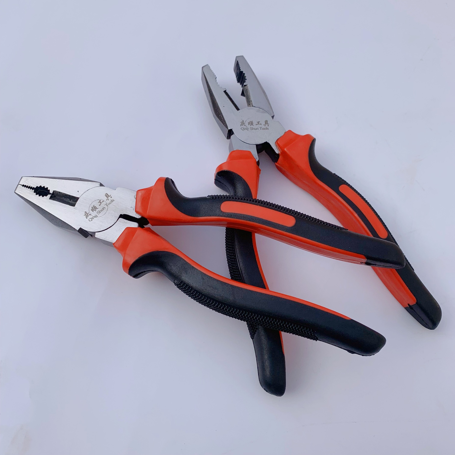 【厂家直销】庆顺牌黑红柄钢丝钳 手动钢丝钳 剪钢丝钳 老虎钳