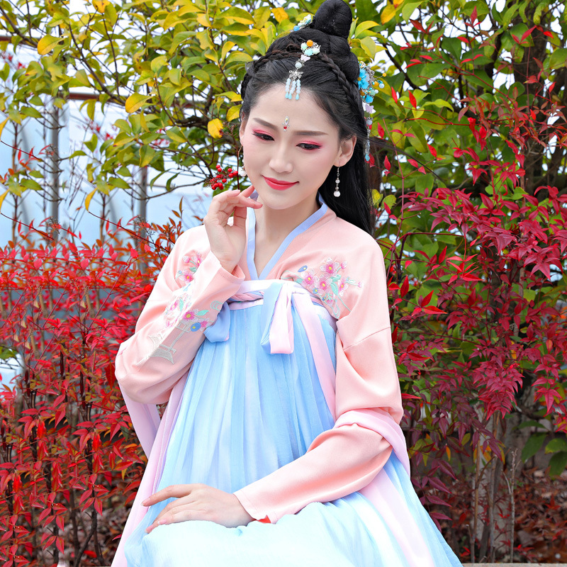 原创锦鲤汉服女齐胸襦裙古装女装仙女中国风飘逸清新淡雅古风学生