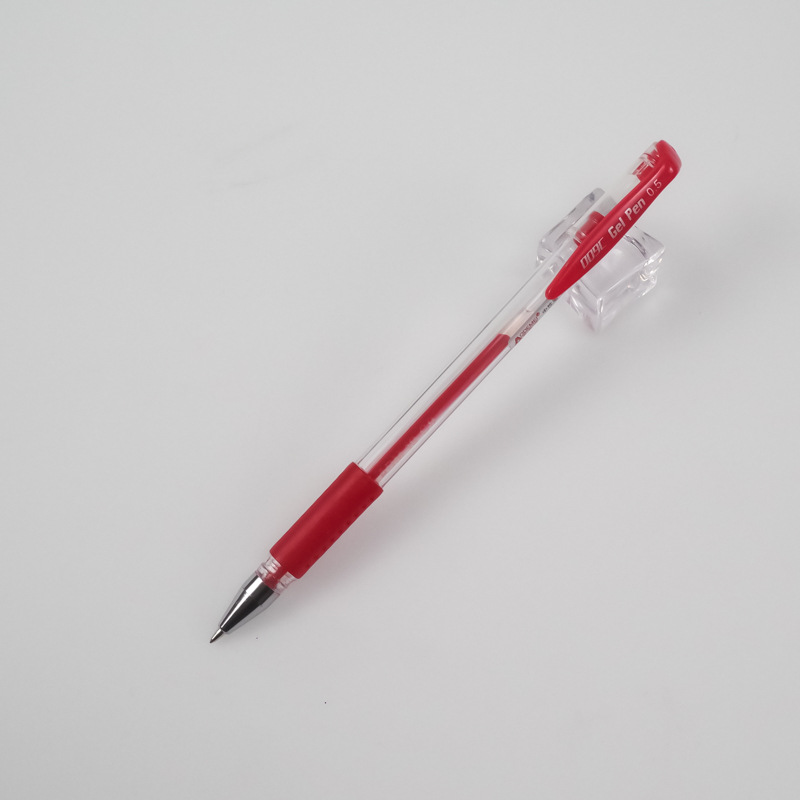 奥德美0.5mm欧标中性笔透明杆办公签字水笔 子弹头黑色握胶中性笔