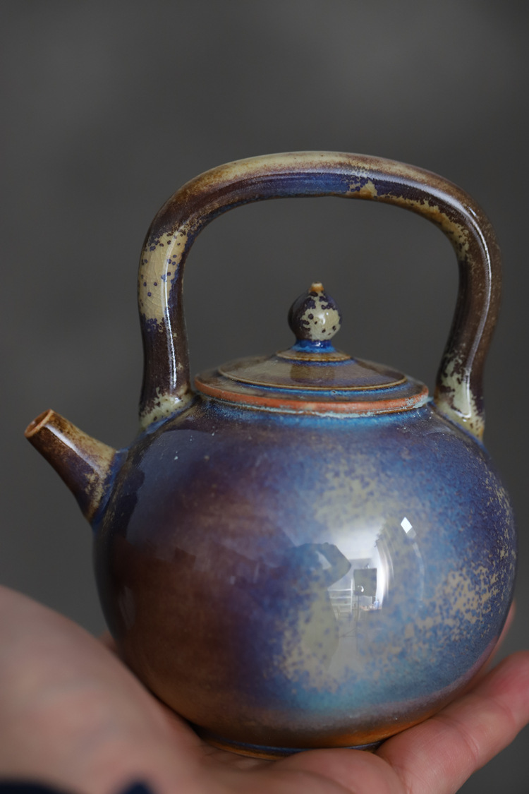 景德镇陶瓷提梁茶壶纯手工球孔主人壶原矿星空釉个人把玩壶茶壶