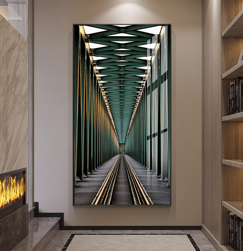 现代建筑玄关装饰画延伸空间走廊过道壁画样板房酒店挂画抽象大气