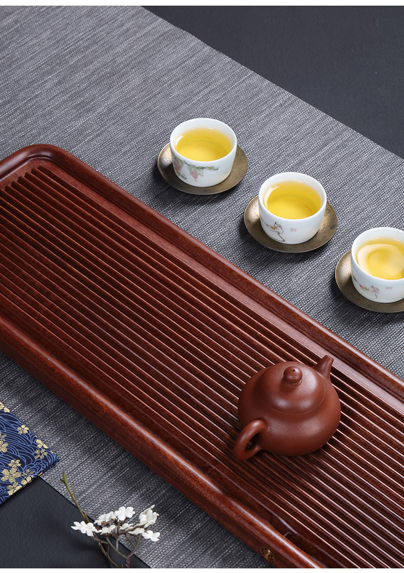 陶瓷故事花梨木茶盘干泡台湿泡茶托简约实木排水茶台家用功夫茶具