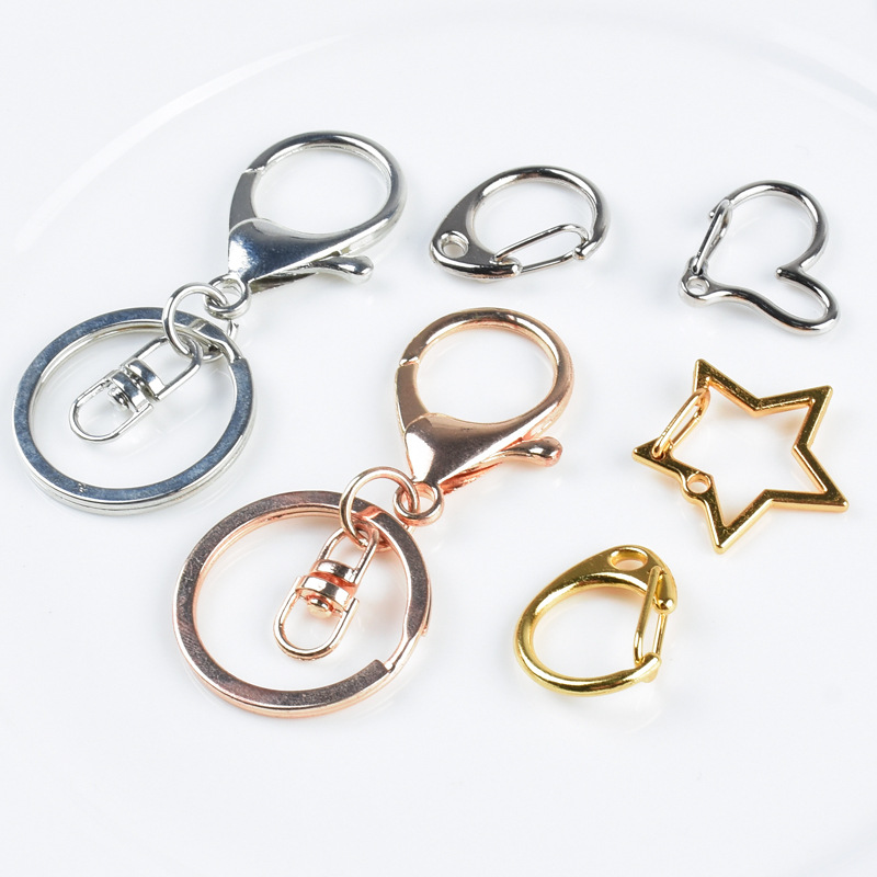 金属钩扣链子钥匙扣锁匙扣手工金属挂环钥匙圈 diy饰品热缩片配件