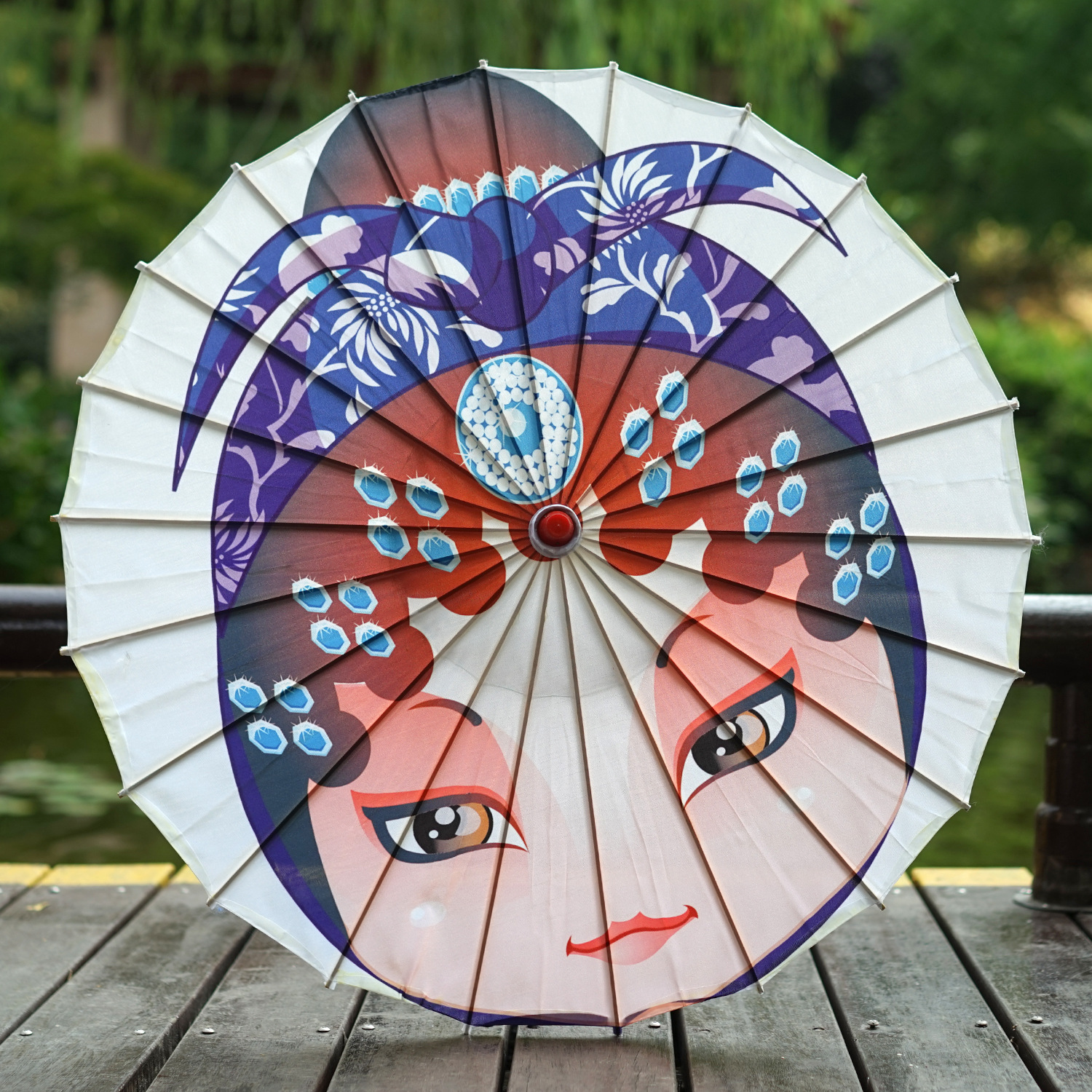 京剧脸谱油纸伞川剧绸布伞中国风花纸伞餐厅酒店装饰伞吊顶展会