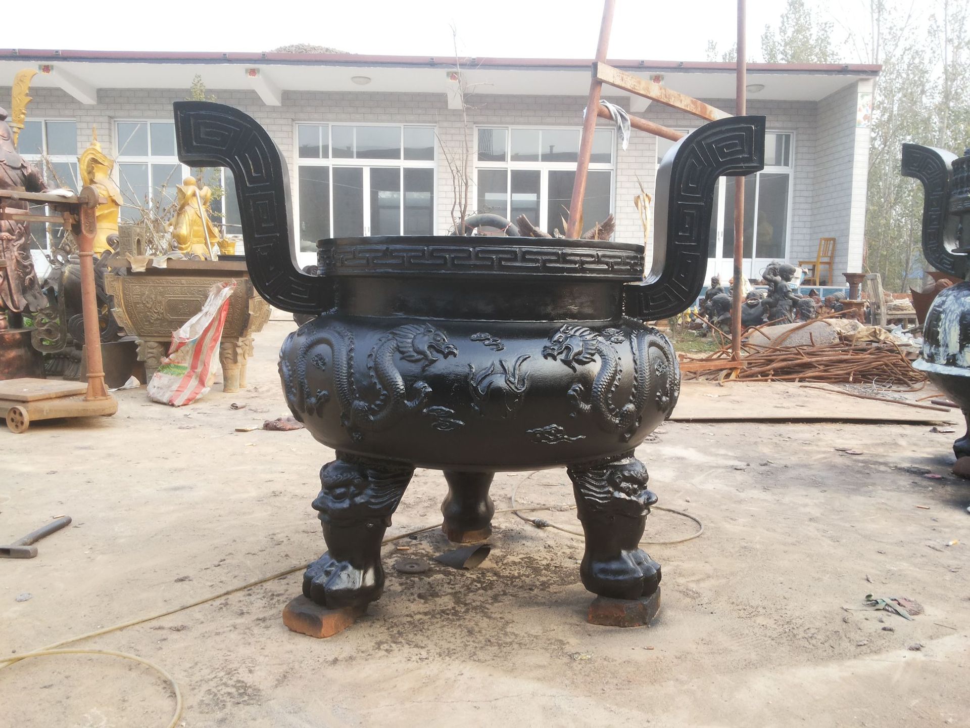 铜香炉大型方口四足香炉铜雕摆件宝鼎寺庙塔炉圆口三足香炉焚香炉