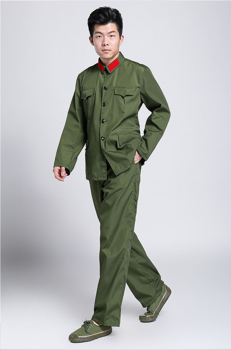 65式老式军装 老式军绿红军服套装 红卫兵五角星演出服 厂家