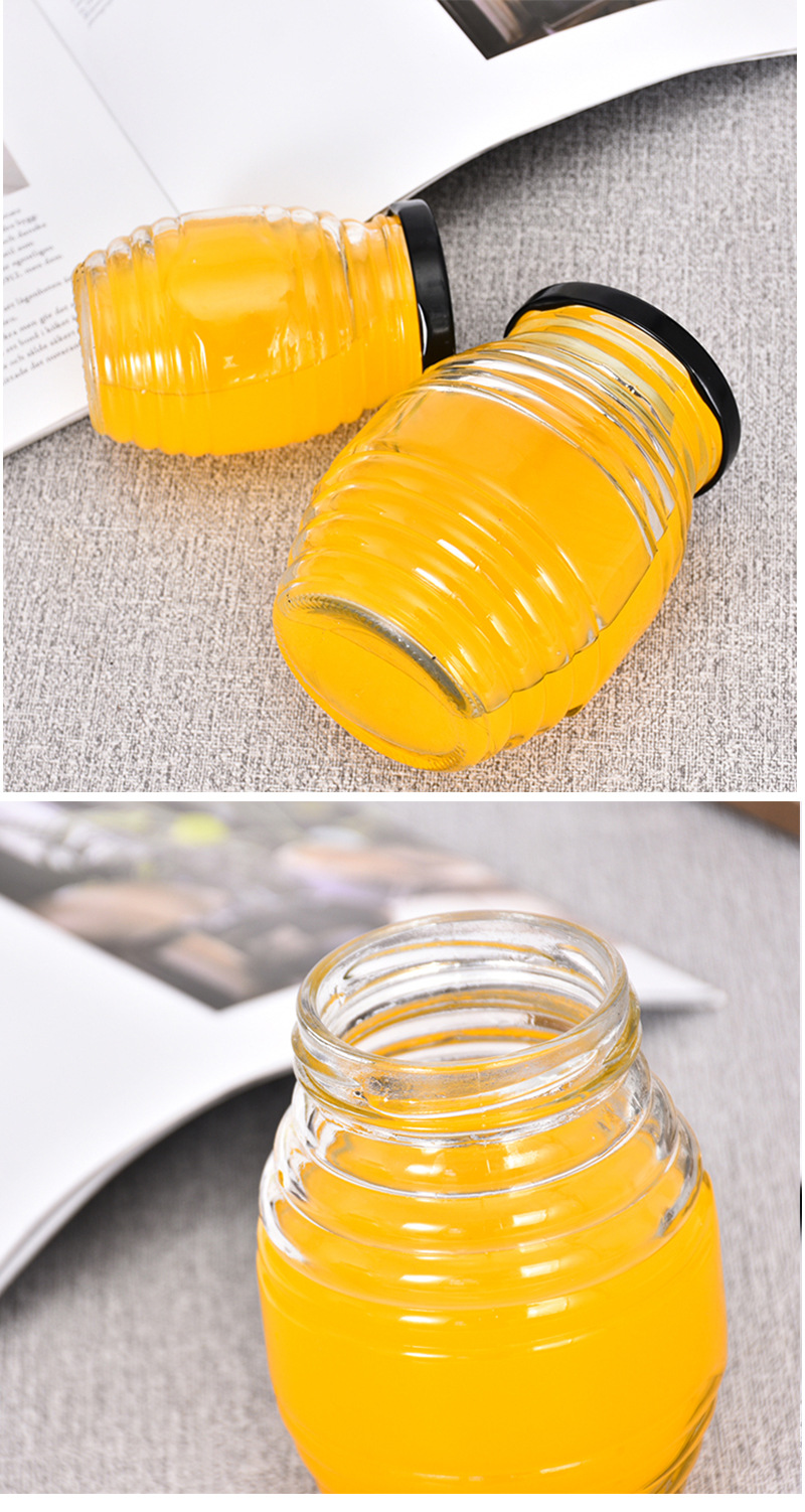 玻璃密封蜂蜜瓶 100ml圆形透明储物收纳罐 定制果酱密封罐带盖
