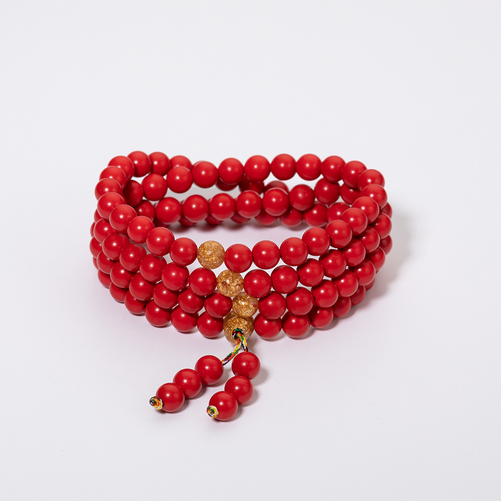 热卖红朱砂108粒手链红朱砂手链108颗红朱砂佛手手串