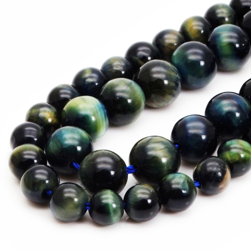 天然绿虎眼石圆珠 虎眼石半成品散珠 diy佛珠串珠手链配饰