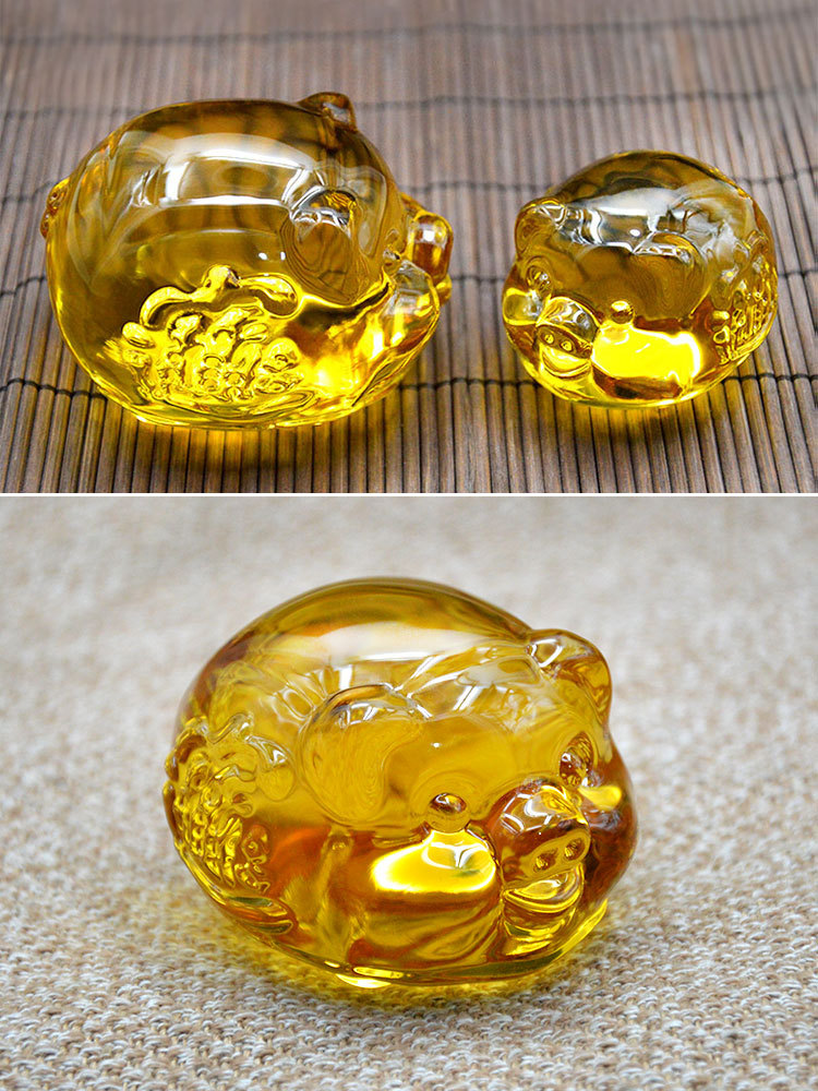 黄水晶猪摆件猪年吉祥物礼品生日礼物客厅家居装饰品
