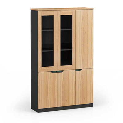 书柜储物柜三门带玻璃书柜