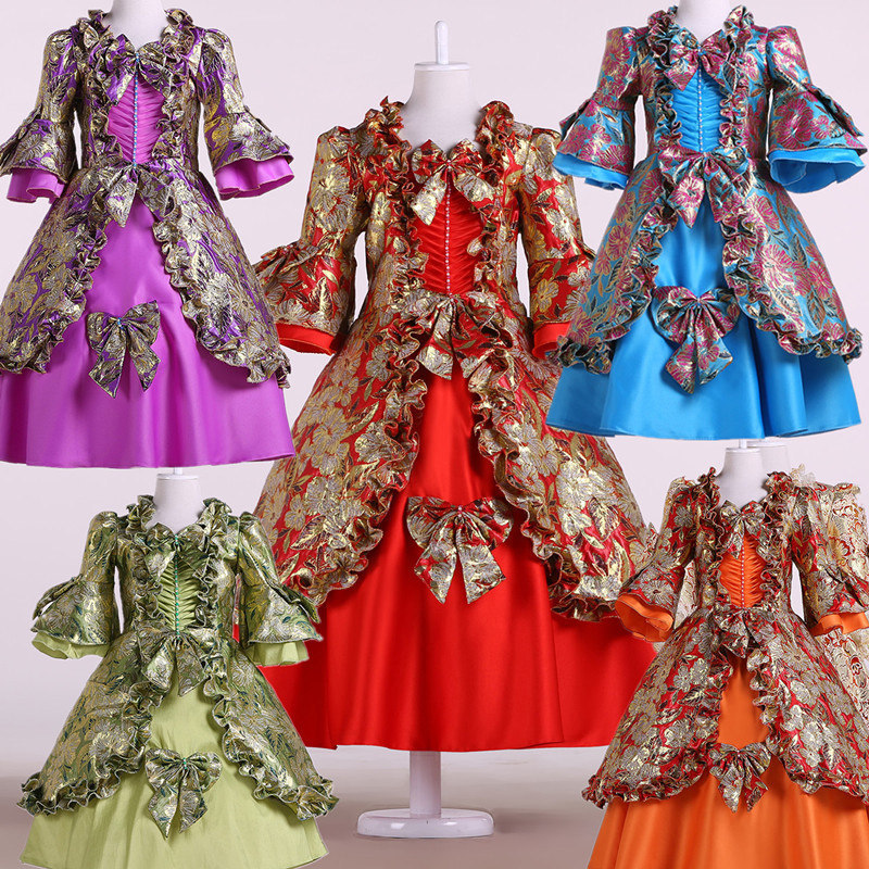 儿童欧式宫廷话剧舞台服女童宫廷礼服裙英国贵族服装女孩巴洛克