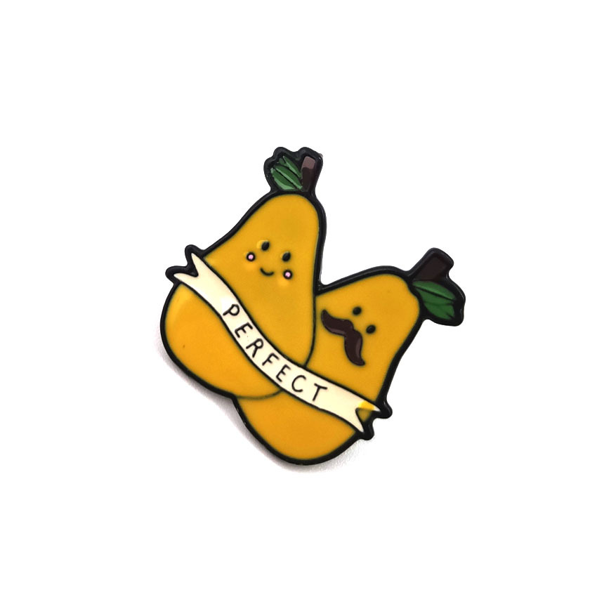 随变 韩国风可爱黄色苹果 perfect滴油胸针饰品 牛仔帆布徽章饰品