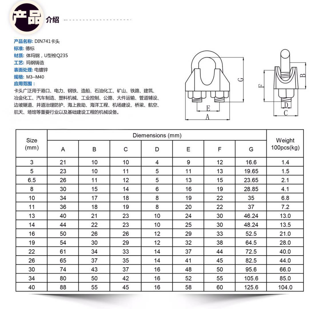 741索具卡头钢丝绳吊装索具玛钢铸铁钢丝绳卡重型镀锌