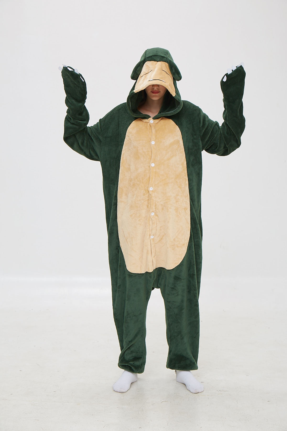 跨境秋冬新款卡比兽卡通动物连体睡衣法兰绒家居服演出服动物睡衣