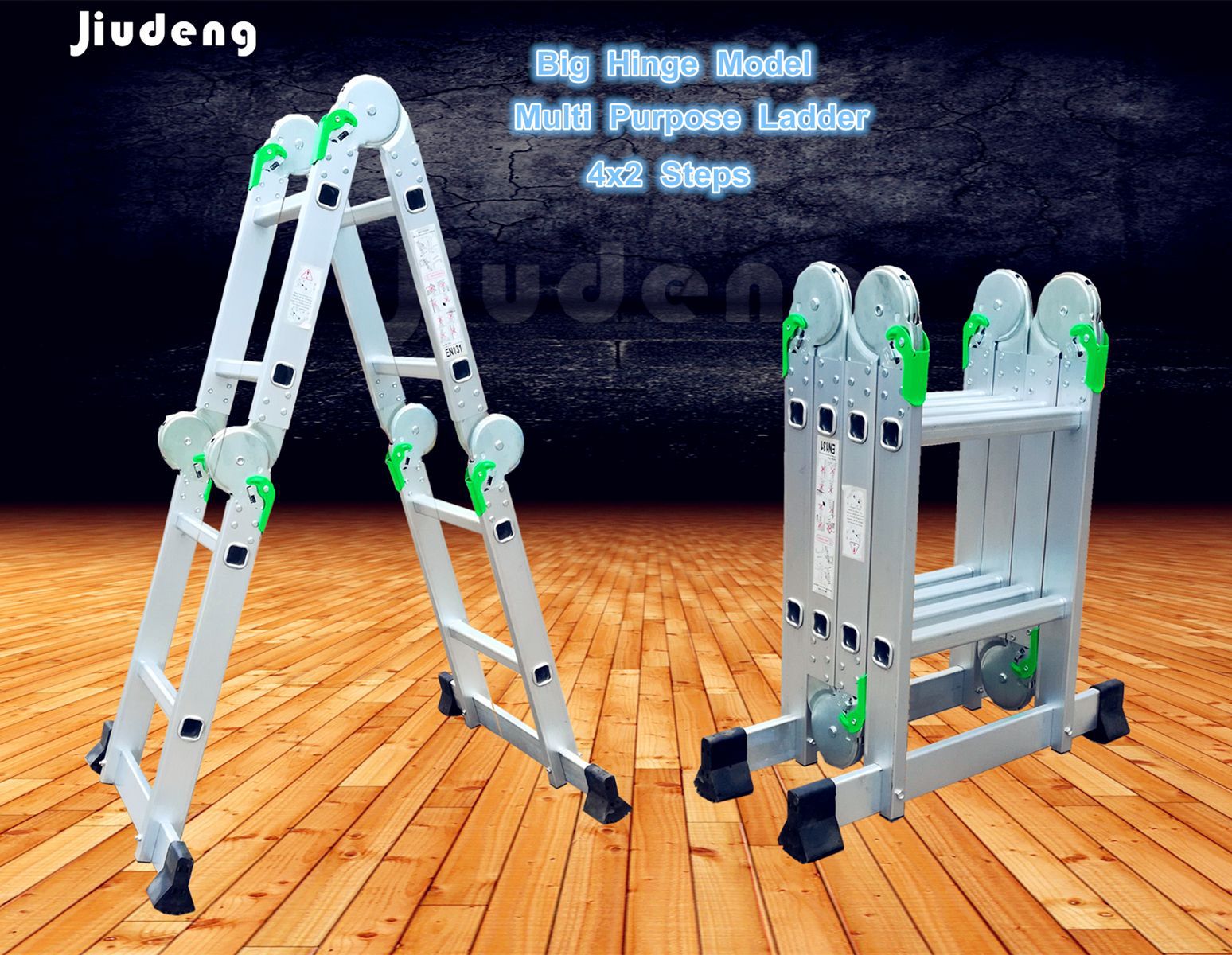 加厚多功能铝合金折叠人字家用四折伸缩直梯子双侧直关节梯登批发