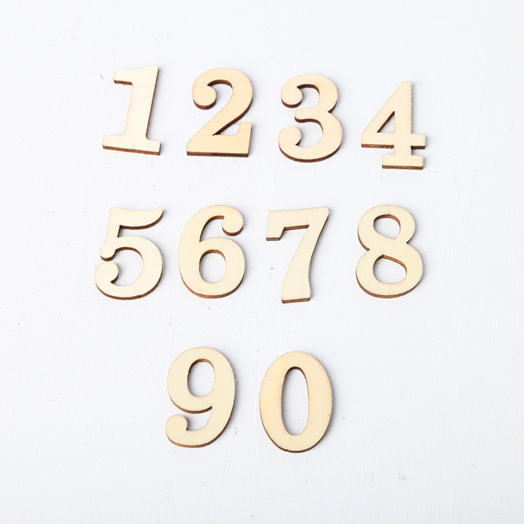 木质zakka工艺品环保diy数字装饰自粘贴配件拍摄道具(0-9一包)