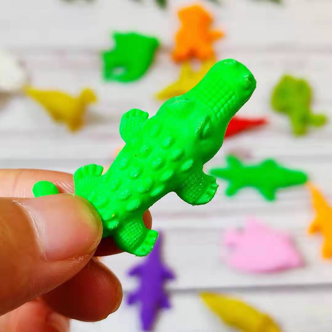 创意拉链袋装恐龙橡皮擦恐龙鳄鱼立体动物橡皮擦批发学生奖品礼物