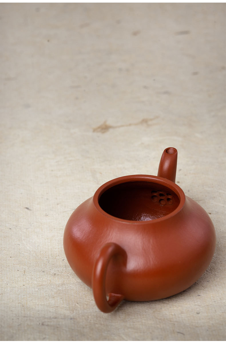 原矿皱皮朱泥 古法全手工孟臣壶小品小容量梨型紫砂壶180ml