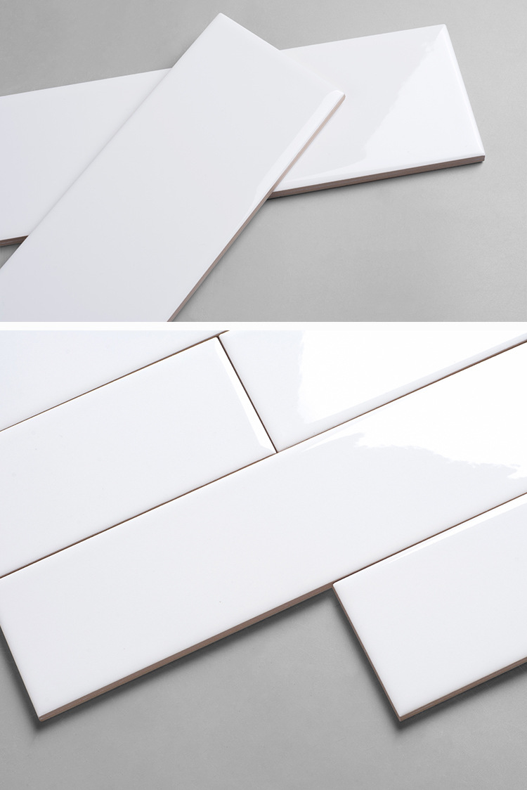 75*300卫生间墙砖白色北欧地铁砖波浪长条砖商场蛋糕店奶茶店瓷砖