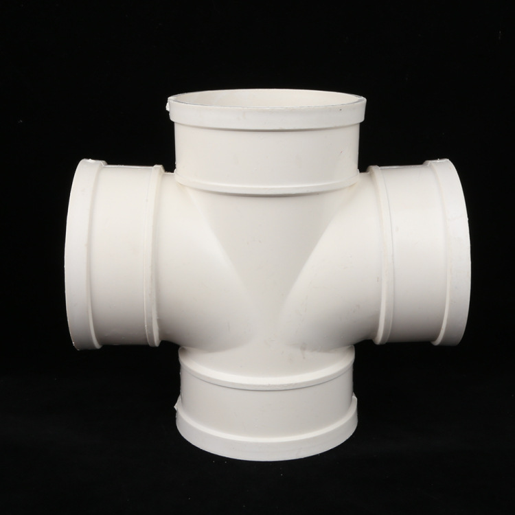 批发pvc白色排水管件 pvc平面四通 异径四通90度 管材配件