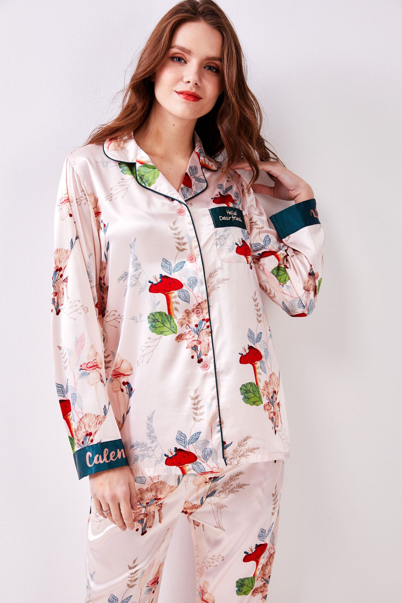 艳蔓睡衣女春秋新款冰丝绸韩版长袖仿真丝休闲两件套装薄款家居服