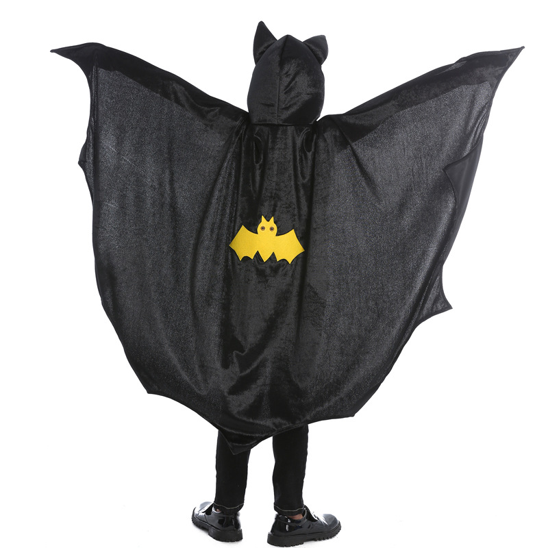 儿童万圣节动物扮演 cosplay蝙蝠连帽披肩披风黑色斗篷吸血鬼服装