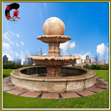 石雕喷泉风水球庭院别墅喷水池晚霞红转运球园林雕塑欧式景观喷泉