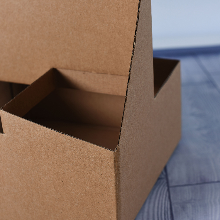 一次性瓦楞纸手提杯托 咖啡奶茶外卖打包杯架印刷 拎手杯架可定制