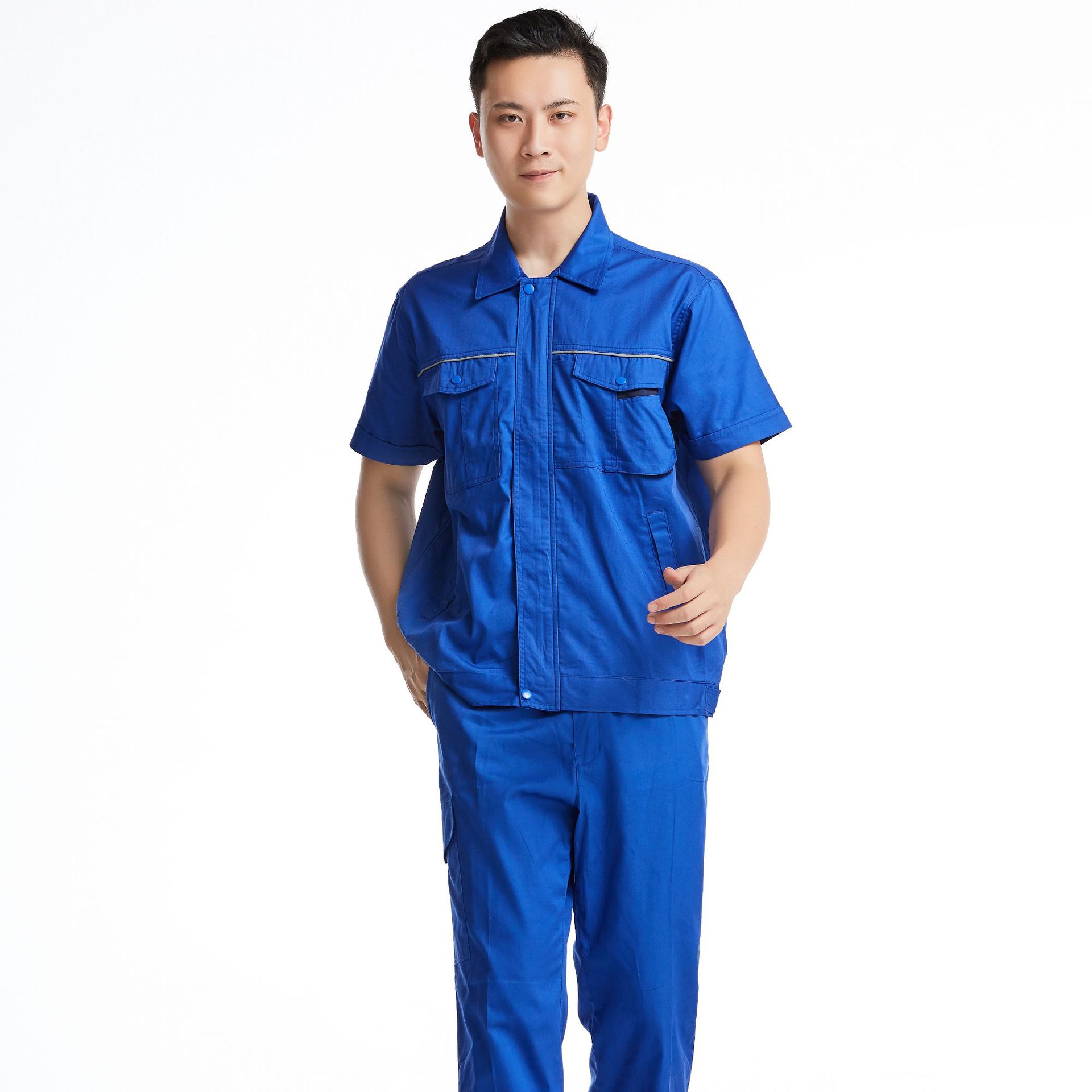 工作服套装男夏季薄款短袖长袖电焊防烫阻燃焊工耐磨劳保工人定制