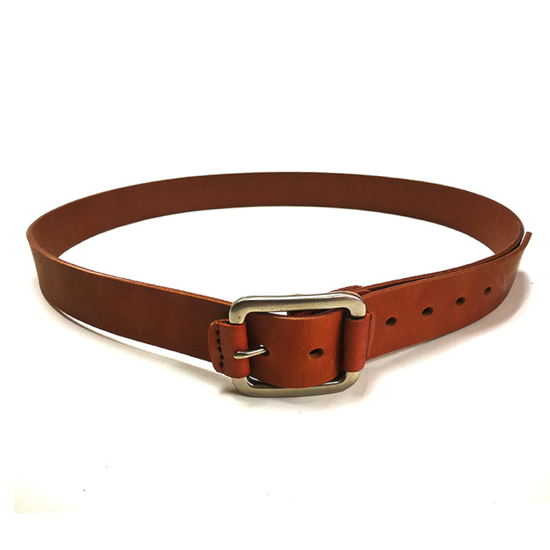 厂家直销头层水牛皮磨砂裂纹男女通用皮带 植鞣皮腰带针扣裤带
