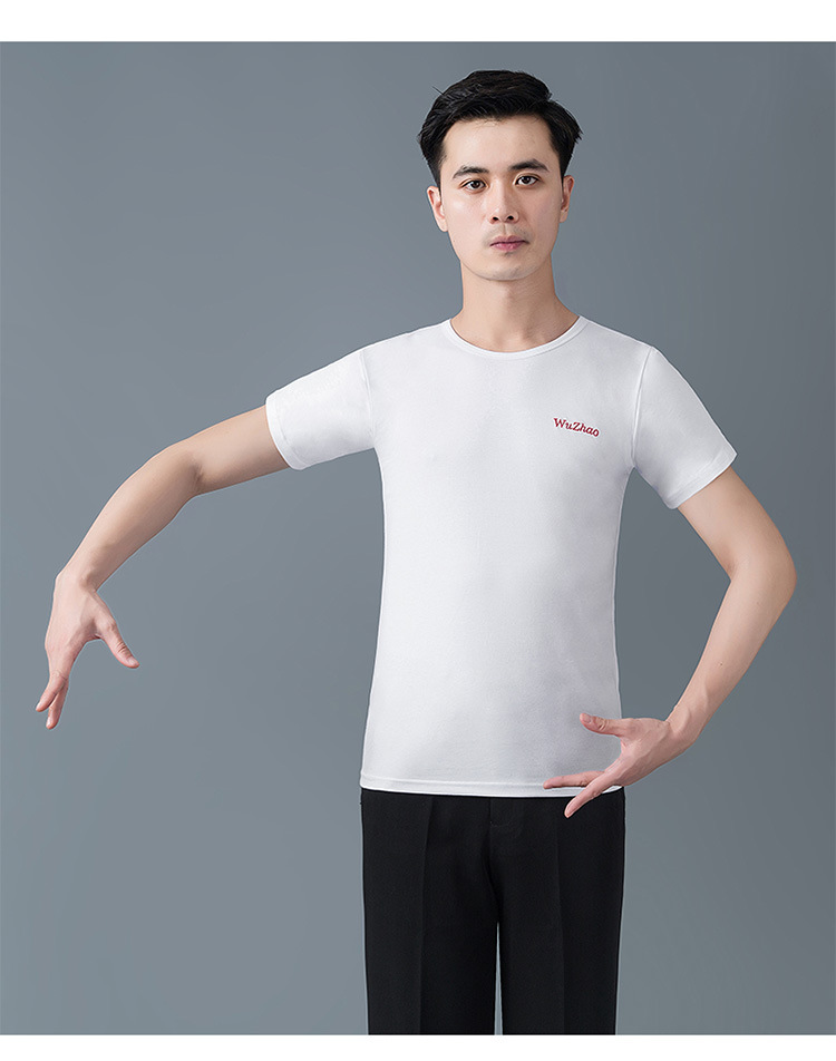 舞曌男士舞服夏季新款拉丁舞练功服短袖上衣男式交谊摩登舞蹈服装