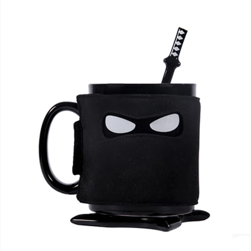 Cross-Border Hot Sale Naruto Ceramic Cup Face Mask Coffee Cup Pirate Mug with Spoon Eccentric Personality Water Cup