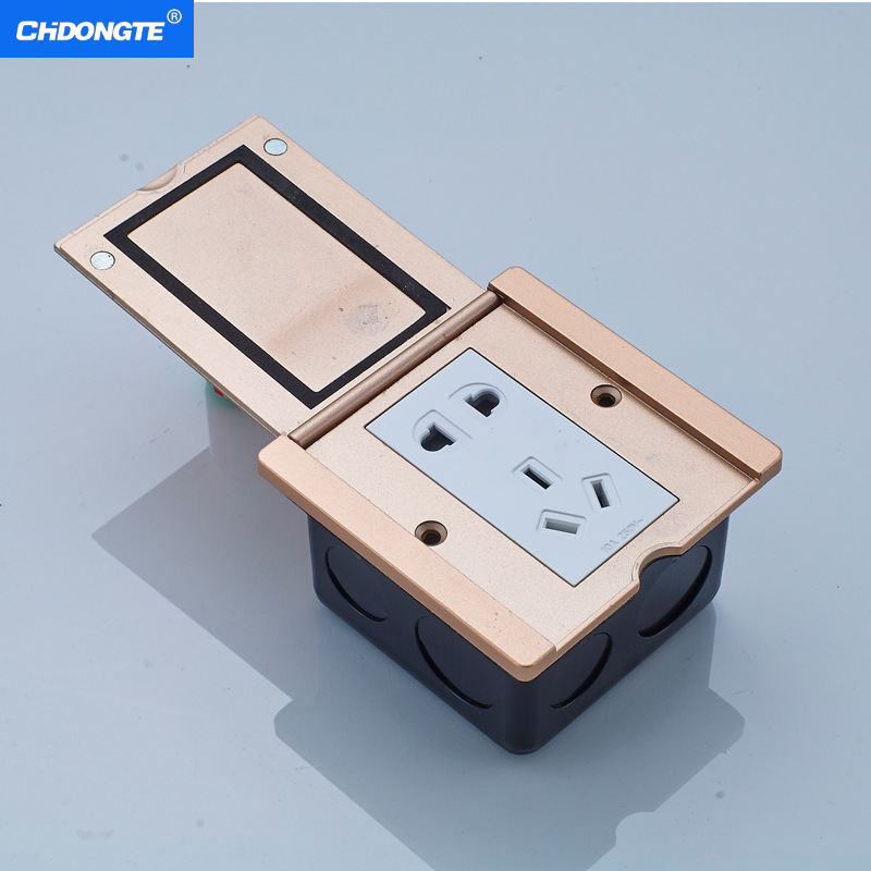 厂家批发86型地板插座家用墙壁开关插座金色银色小型地面插座翻盖