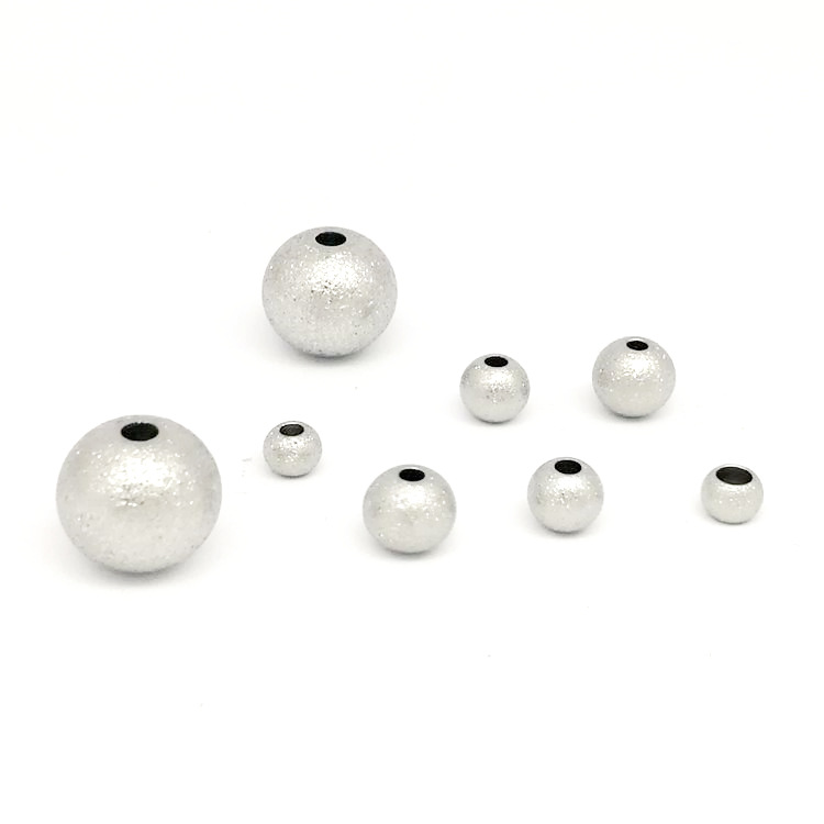 不锈钢磨砂通孔珠 钢珠 定位珠 压砂钻孔珠 实心打孔珠批发