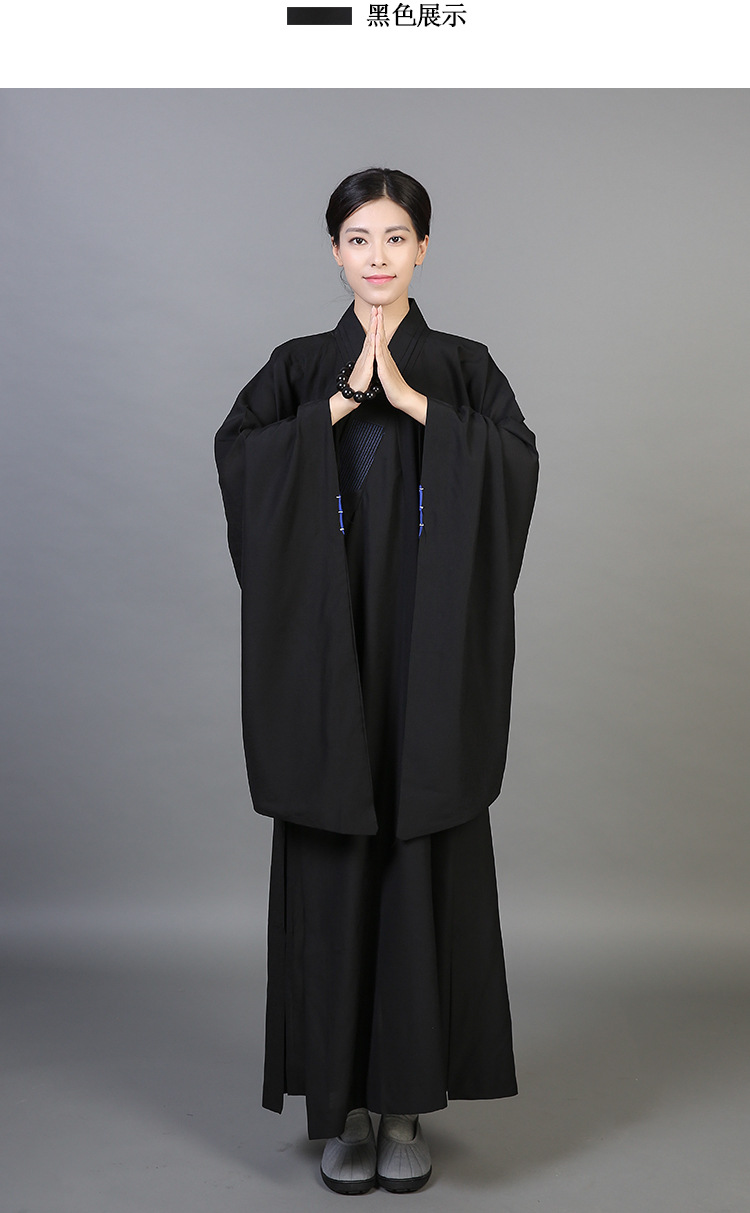 佛教台湾麻纱春夏僧服海清居士服男女海青长衫长袍大褂和尚衣长褂