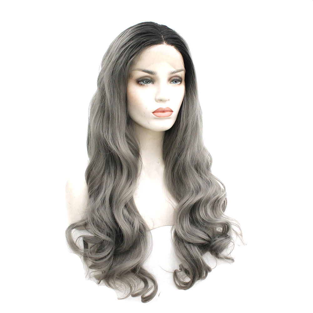 前蕾丝化纤假发头套 半手钩化纤假发 欧美流行款式化纤半机制头套