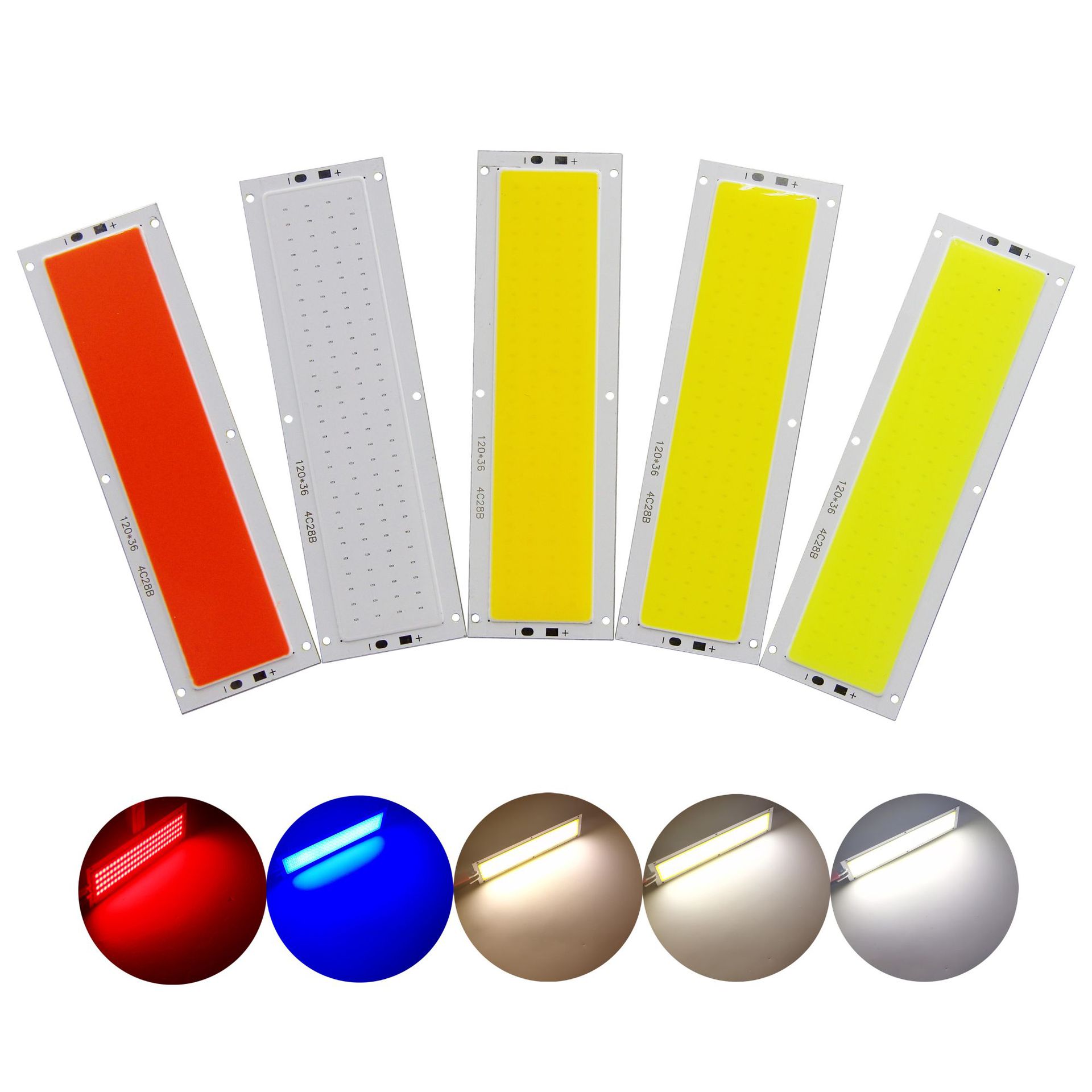 led cob 面光源 灯珠 倒装12036 12v 灯板 12w 车灯暖自然白蓝光