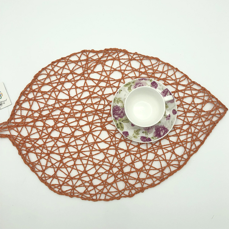 现代简约纸绳乱编树叶形餐桌垫杯垫隔热垫幼儿园教具装饰用品