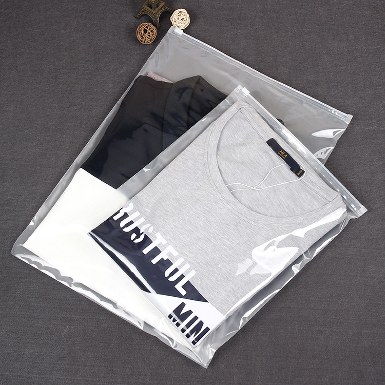 衣服包装袋 t恤衬衫塑料服装包装袋 现货正面透明背面磨砂pe袋