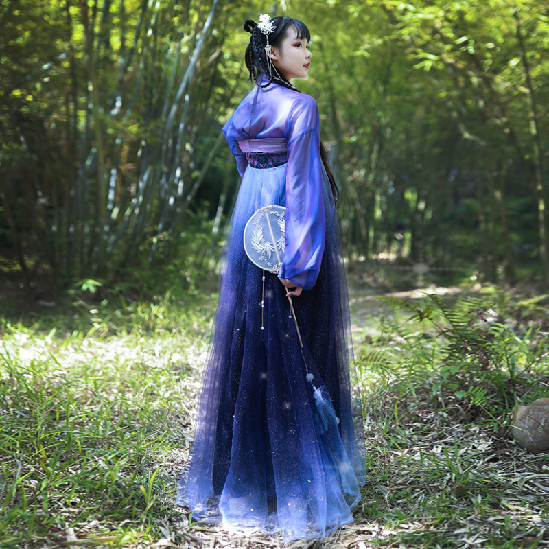 山海集北极星汉服女星空超仙学生齐腰襦裙菩提雪国风满天星古装