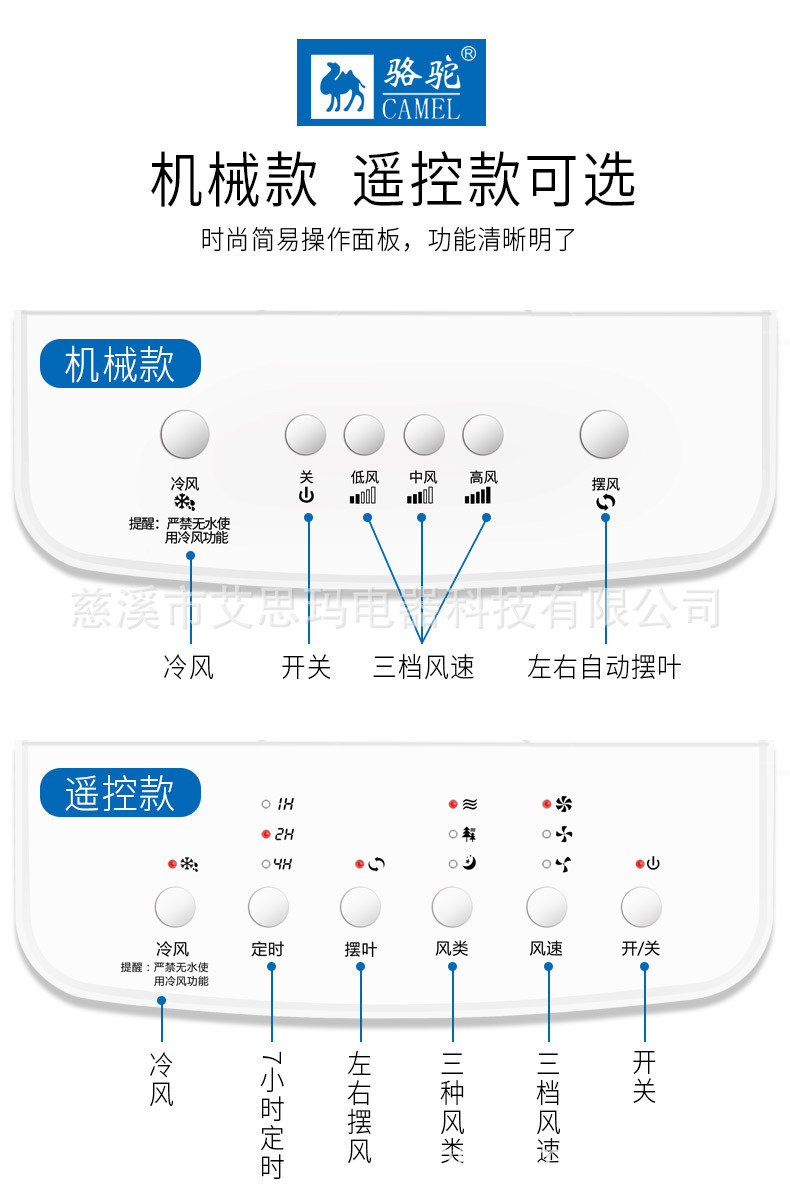 骆驼家用冷风机制冷器移动小空调冷气扇水冷单冷风扇批发空调扇