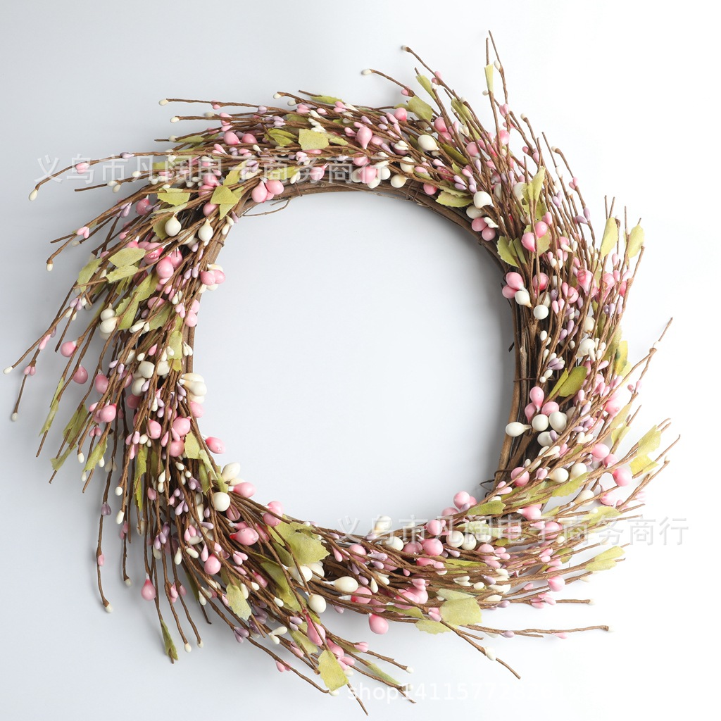 内径20cm 婚礼圣诞节舞会门挂花环门饰 纯手工天然草编花环