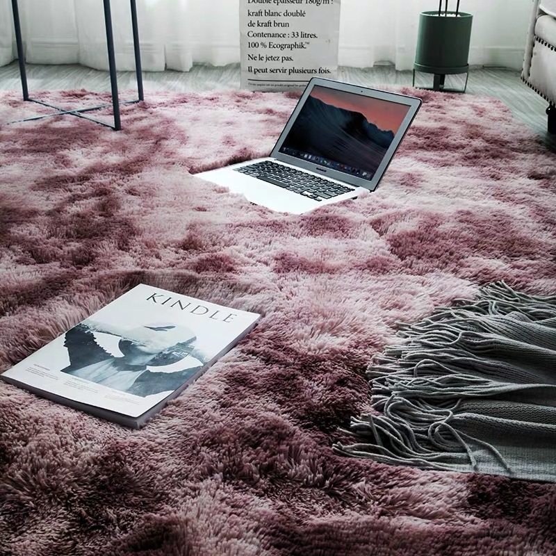 Tie-Dyed Gradient Long Velvet Carpet Living Room Coffee Table Pad Bedside Long Wool Washable Full Bedroom Nordic Ins