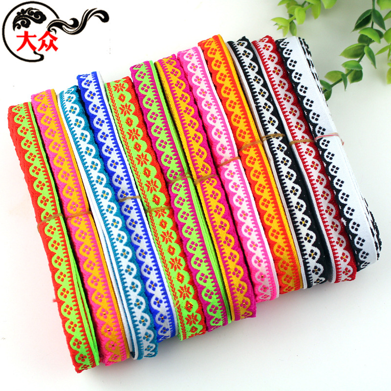 manufacturers batch 1.3cm dental mouth ethnic style ancient costume lace ethnic machine embroidery jacquard ribbon clothing accessories
