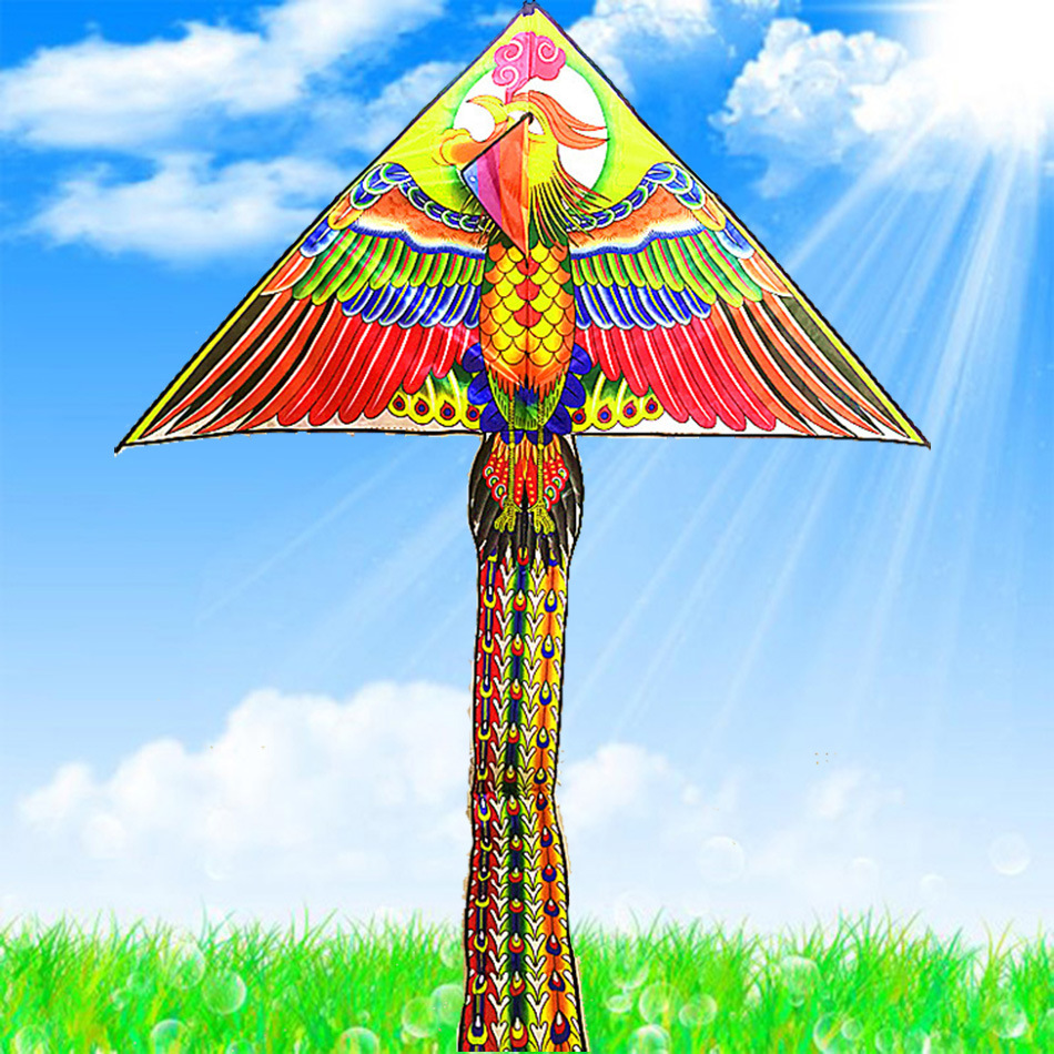 潍坊风筝批发新款儿童卡通三角热印大凤凰微风易飞保飞厂家