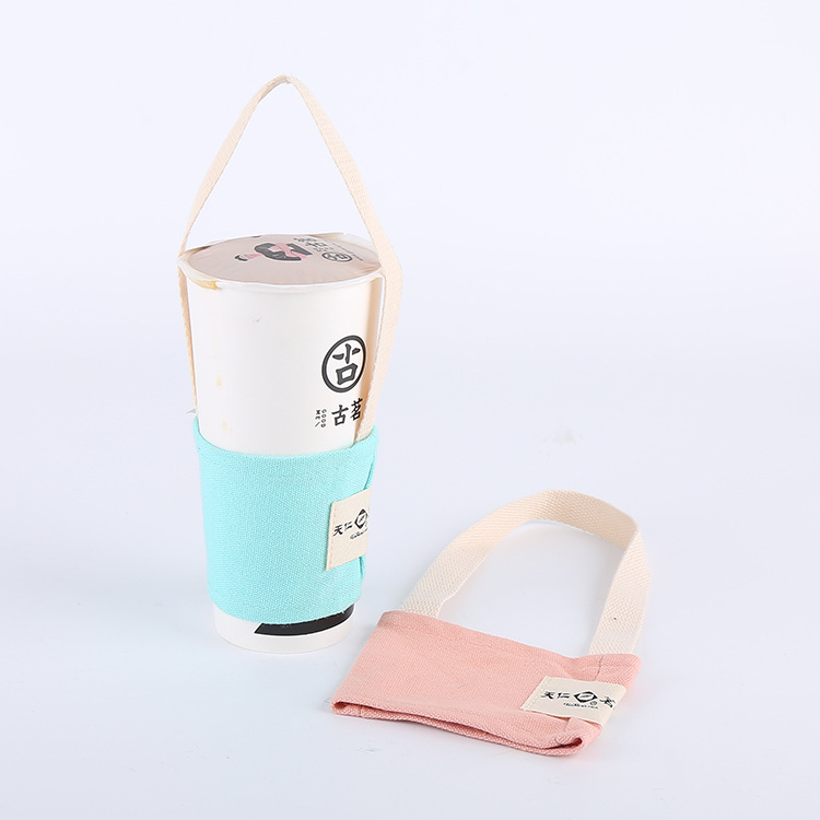热销卡通帆布杯套防烫奶茶杯套便携杯袋 定制logo 量大从优