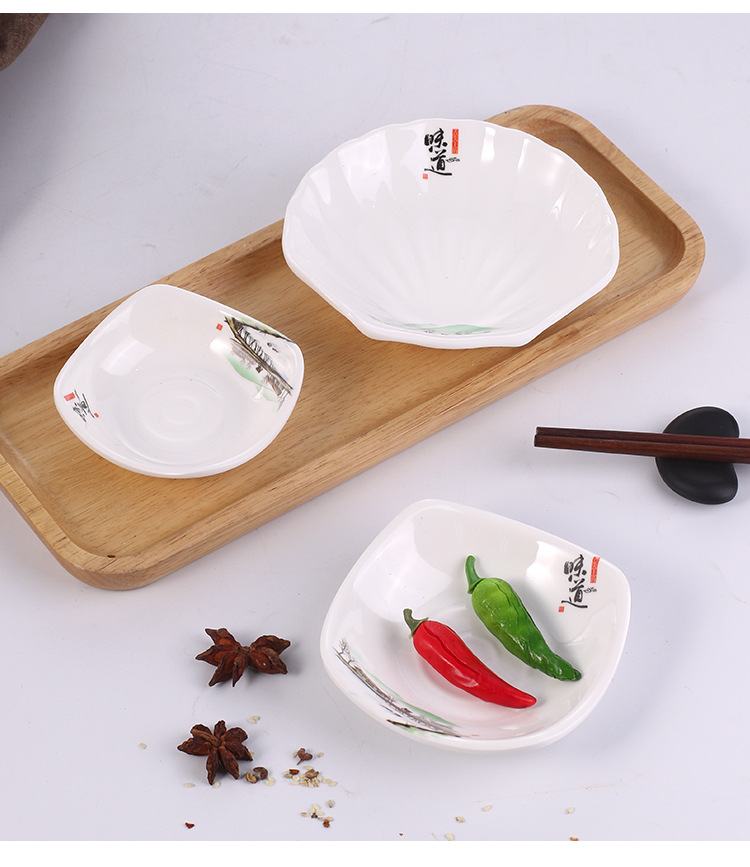 a5味道小味碟密胺调味碟子家用四方塑料凉菜碟商用ktv小吃碟仿瓷