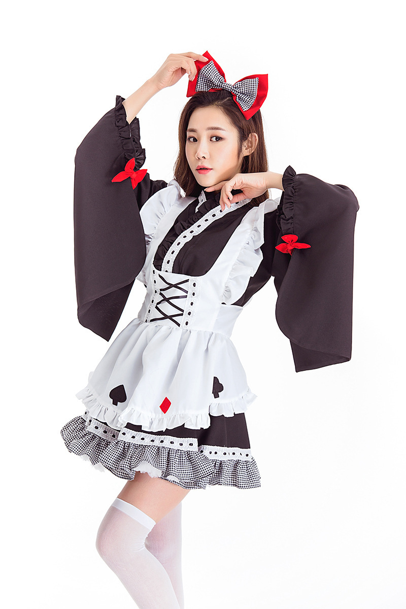 新款cos日本动漫女仆萌系4件套爱丽丝之和风女仆女佣装 大袖和服